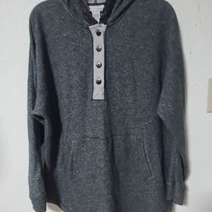 Soft Surroundings Womens Gray Hooded Sweater Size L